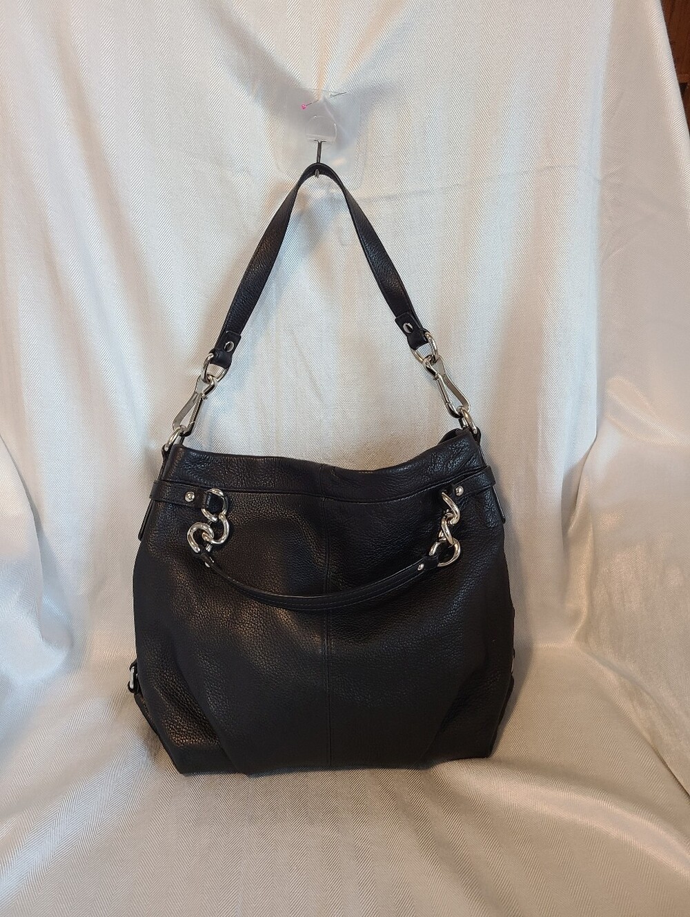 Coach Brooke Convertible Duffle Hobo Bag in black pebbled leather